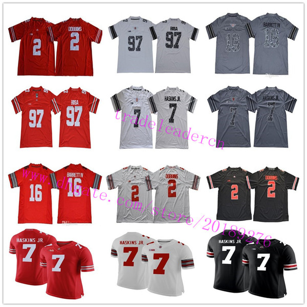 Mens NCAA 7 Dwayne Haskins Jr 2 JK Dobbins 97 Joey Bosa 16 JT Barrett IV 15 Ezekiel Elliott Ohio State Buckeyes College Football Jerseys