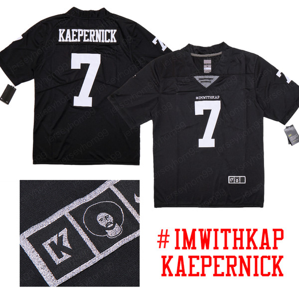 COLIN KAEPERNICK 7 IMWITHKAP K7 Silver Logo Special Edition Black American Football Jerseys Free shipping Goods in stock