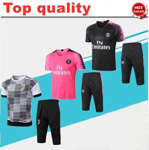 psg Real Madrid psg soccer Short sleeve tracksuit survetement 2018-19 Paris Mbappe Maillot De Foot 3/4 pants football kit