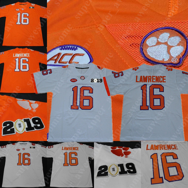 2019 Championship Patch Clemson Tigers 16 Trevor Lawrence 9 Travis Etienne Jr. Deshaun Watson Kelly Bryant Hunter Renfrow Football Jerseys