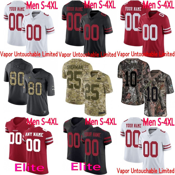 Mens Women Youth 97 Nick Bosa Jimmy Garoppolo Rice Joe Montana Richard Sherman Reuben Vapor 49ers Elite Camo Limited Jersey