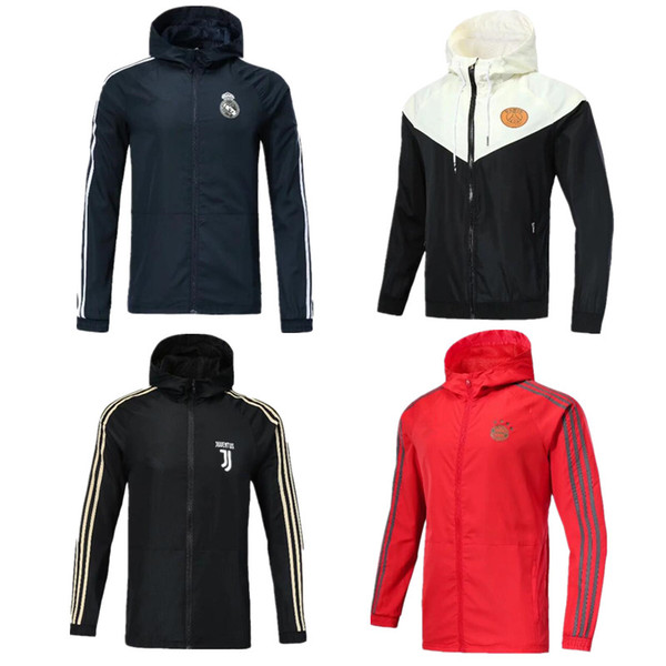 AAA+ Real Madrid PSG Juventus United windbreaker hoodie 2018/19 hooded MBAPPE ROSSI M.SALAH ALEXIS windbreaker long sleeve jacket coat