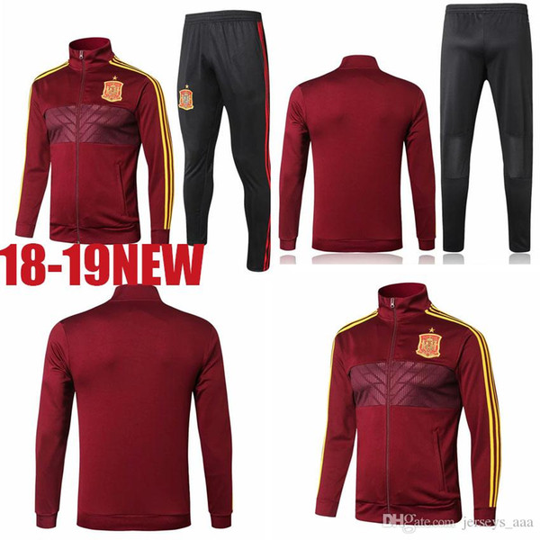 AA+ 18 World Cup Spain Football Jacket Long Soccer Training Suit Kit Tracksuit Sportswear Chandal Set Custom Home Red ASENSIO ESPANA INIESTA