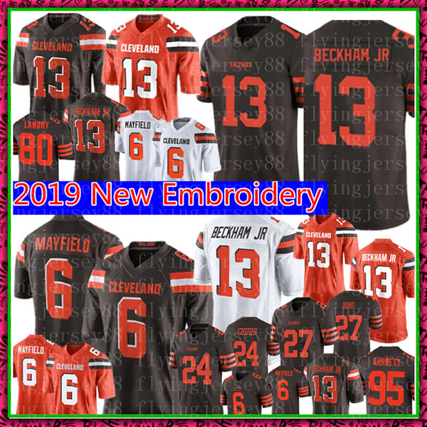 Cleveland 13 Browns Odell Beckham Jr 6 Baker Mayfield Jersey 27 Kareem Hunt 80 Jarvis Landry 21 Denzel Ward 95 Garrett Football Jerseys