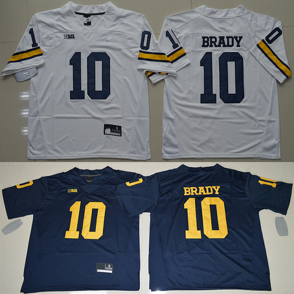 Men Michigan Wolverines Jersey #10 Tom Brady White Stitched Limited Men College Football Jerseys