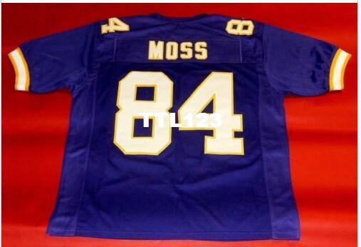 Men CUSTOM Purple RANDY MOSS College Jersey size s-4XL or custom any name or number jersey