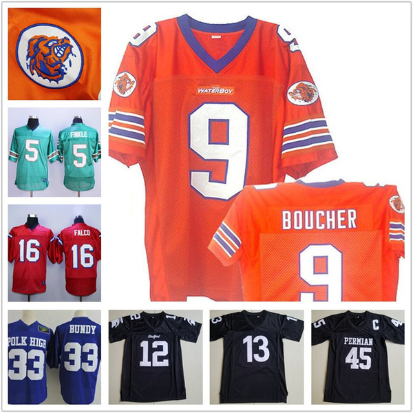 Men's Bobby Boucher MOVIE The Waterboy Mud Dogs Football Jerseys WILLIE BEAMEN 45 Boobie Miles 33 Al Bundy 5 Ray Finkle