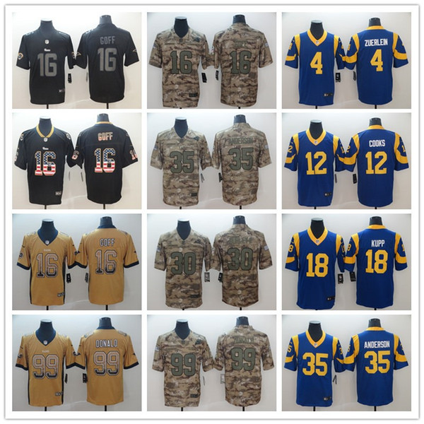 Men's Rams Aaron Donald Todd Gurley II Jared Goff Robert Woods Cooper Kupp Greg Zuerlein Brandin Cooks C.J. Anderson Football jerseys