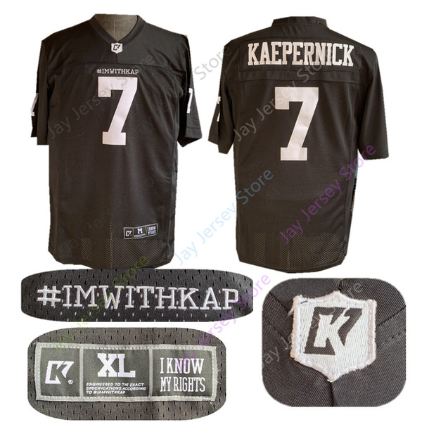 7 COLIN KAEPERNICK #IMWITHKAP Jersey IMWITHKAP IM WITH KAP Jersey Black All Stitched size M-2XL