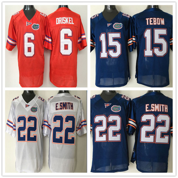 Florida Gator 22 Emmitt Smith 6 Jeff Driskel 15 Tim Tebow Men NCAA College Football Jerseys Stitched logos