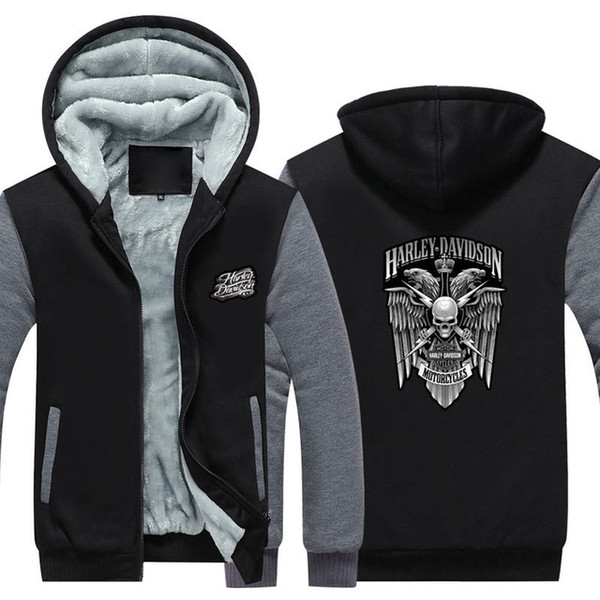 winter Harley Logo davidson Men women Warm Fleet Hoodies autumn clothes sweatshirts Zipper jacket fleece hoodie USA EU plus size