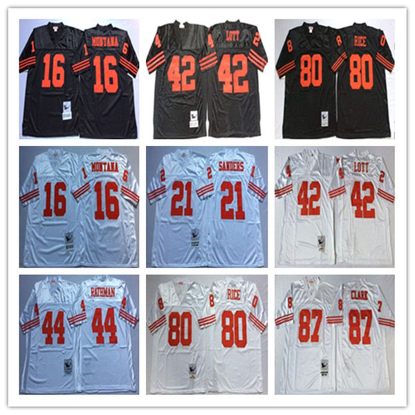 80 Jerry Rice Jersey 8 Steve Young 16 Joe Montana 42 Ronnie Lott 21 Deion Sanders 44 Tom Rathman 87 Dwight Clark Men Stitching jerseys