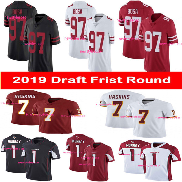 2019 Draft First Round Arizona 1 Kyler Murray Cardinals 49ers 97 Nick Bosa Redskins 7 Dwayne Haskins Football Jerseys