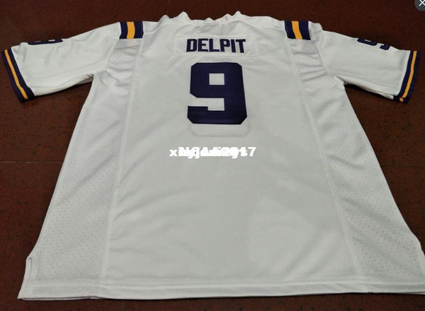 Cheap Men #9 Grant Delpit White purple Derrius Guice LSU Tigers or custom any name or number Alumni College Football Jersey NCAA