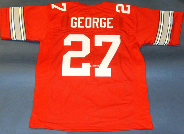 Cheap retro #27 EDDIE GEORGE CUSTOM OHIO STATE UNIVERSITY BUCKEYES JERSEY OSU red Mens Stitching College Size S-5XL Football jerseys NCAA