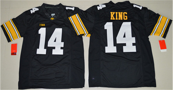 Men Iowa Hawkeyes College Football Jerseys NCAA14 Desmond King Jersey 16 CJ Beathard 94 Adrian Clayborn Black white