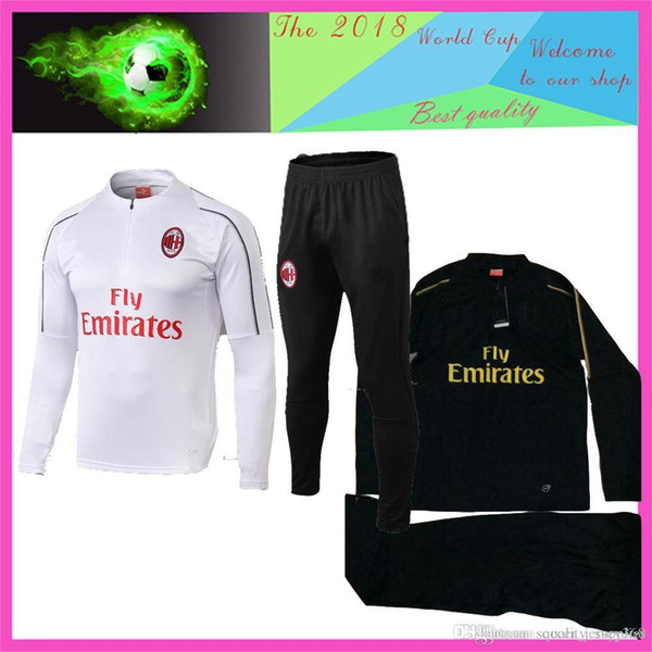 New 2018 2019 AC Milan football Training suit 2018 2019 HIGUAIN CALHANOGLU BONUCCI Suso soccer jerseys sportswear set tracksuit Chandal