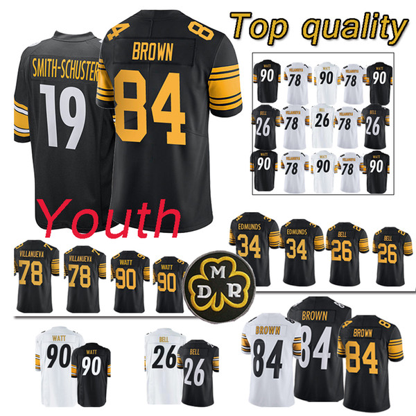 TOUTH Pittsburgh Steeler jersey 90 T.J. Watt 26 Le Veon Bell 78 Alejandro Villanueva Jerseys superior quality 2018 new