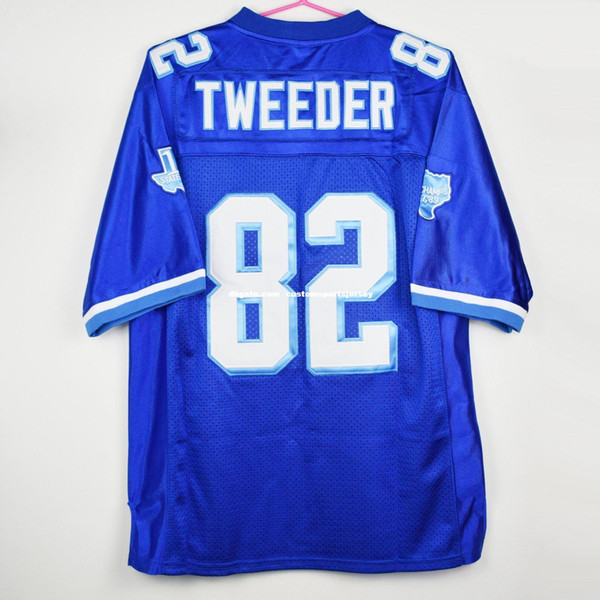 Cheap custom Charlie Tweeder #82 West Canaan Coyotes Football Varsity Sewn Jersey Blues Customized Any name number Stitched Jersey XS-5XL