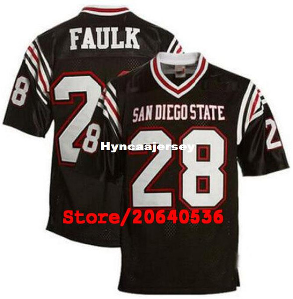 Cheap Custom Men's State Aztecs #28 Marshall Faulk College football Jersey Retro black White Stitching Jerseys NCAA