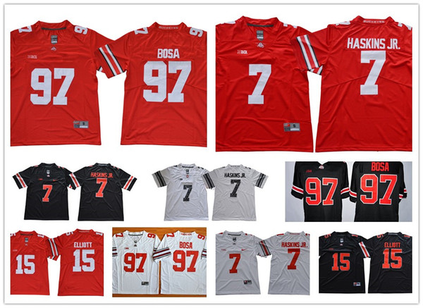 NCAA Ohio State Buckeyes #2 JK Dobbins #7 Dwayne Haskins Jr. 15 Ezekiel Elliott #97 Nick Bosa College Football Jerseys