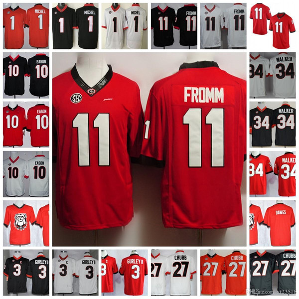 Georgia Bulldogs Jake Fromm College Football Jerseys Todd Gurley Nick Chubb Herchel Walker Sony Michel Jacob Eason NCAA SEC Georgia Bulldogs