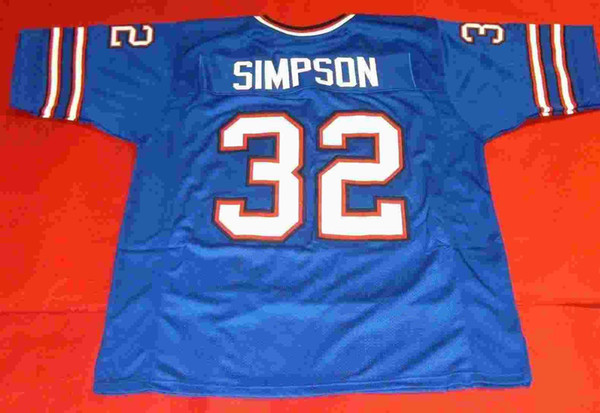 Cheap Retro #32 OJ SIMPSON CUSTOM JERSEY bule Mens Stitching Size XS-6XL jerseys NCAA