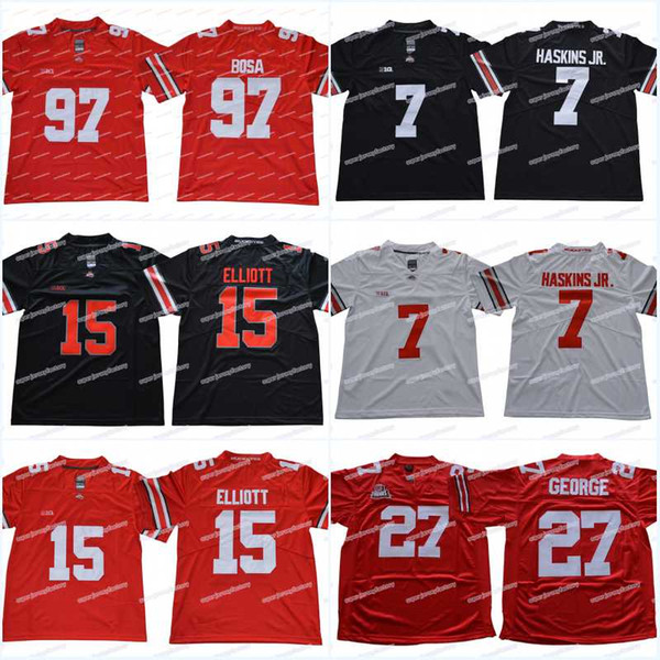 Men NCAA Ohio State Buckeyes Jersey 7 Dwayne Haskins Jr. 15 Ezekiel Elliott 27 Eddie George 45 Archie Griffin 97 Nick Bosa College Jerseys