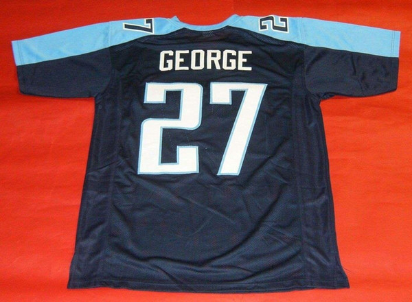 Cheap retro #27 EDDIE GEORGE CUSTOM MITCHELL & NESS Jersey bule Mens Stitching High-end Size S-5XL Football Jerseys College NCAA