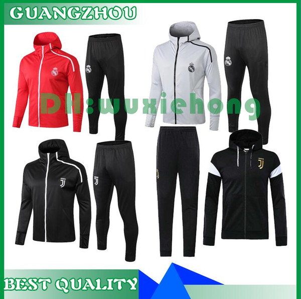 News 2018 2019 RONALDO Real Madrid TRACKSUIT full zipper Soccer Jacket hooded SUIT Coat jackets 18 19 tracksuits veste Sportswea size S-XL