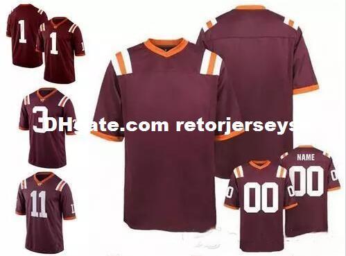 NCAA Virginia Tech Hokies #7 Michael Vick 5 Tyrod Taylor 17 Kam Chancellor 25 Frank Beamer White Orange Red College Football Jerseys S-3XL