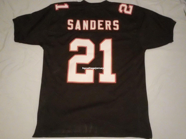 Cheap Retro custom Sewn Stitched #21 Deion Sanders Black MITCHELL & NESS Jersey High-end Men's Football Jerseys College NCAA