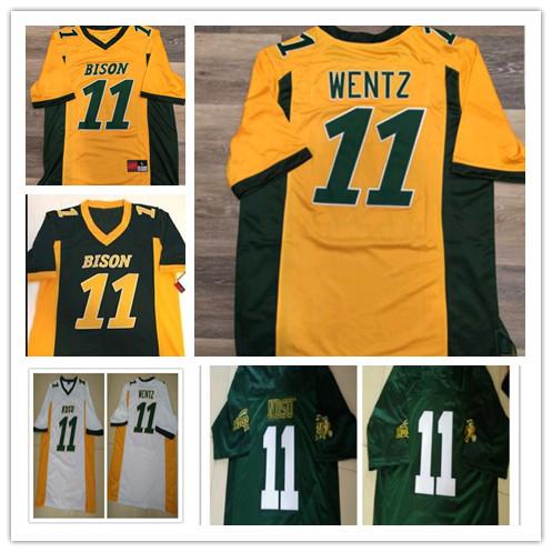 NDSU Bison #11 Carson Wentz Mens Youth Womens Kids Yellow Gold Green White Stitched North Dakota State College Football Jerseys S-XXXXXL