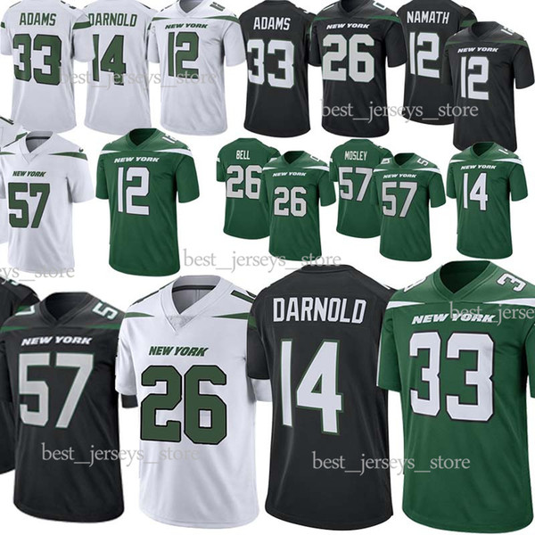 Jets 26 Le'Veon Bell New York jerseys 33 Jamal Adams 57 MOSLEY 14 Sam Darnold 12 Joe Namath Football Jersey 2019