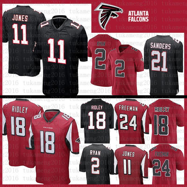 Best quality Atlanta Falcons Jersey 18 Ridley Color #11 Julio Jones # 2 Matt Ryan 21 Deion Sanders 24 Devonta Freeman Football Jerseys