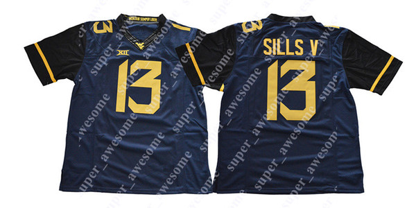 8 NCAA College Jersey David Sills V West Virginia Mountaineers College Football Jerseys Navy