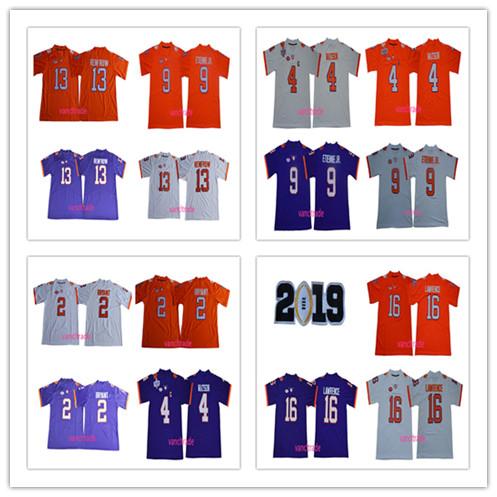 2019 Championship Patch Clemson Tigers 16 Trevor Lawrence 9 Travis Etienne Jr. 4 Deshaun Watson 13 Hunter Renfrow 2 Kelly Bryant NCAA Jersey