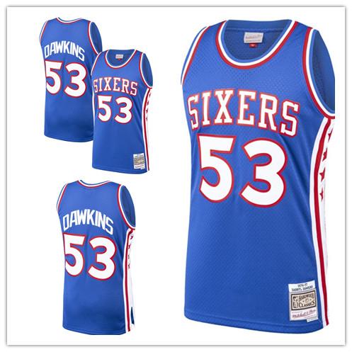 custom 2019 Men's 76ers 53 Darryl Dawkins Mitchell & Ness Royal Classics Swingman Philadelphia women kids Jersey