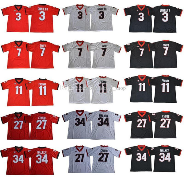 Mens Kids 27 Nick Chubb 11 Jake Fromm 7 D'Andre Swift 34 Herchel Walker 3 Todd Gurley II 10 Eason Herrings Georgia Bulldogs College Jerseys