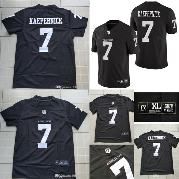 IMWITHKAP 7 Colin Kaepernick Jersey I M WITH KAP Mens Black White Double Stiched Name & Number High Quan Football Jersey Black Free Shipping