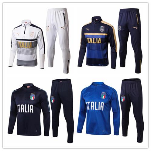 thai quality 2017 2018 Survetement football Italy tracksuit italia training kits Soccer Chandal 17 18 italian training shinny tight pant swe