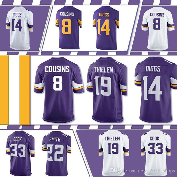 Minnesota Jersey Vikings 8 Kirk Cousins football jerseys 84 Randy Moss 19 Adam Thielen 14 Stefon Diggs 33 Dalvin Cook 55Barr top sale