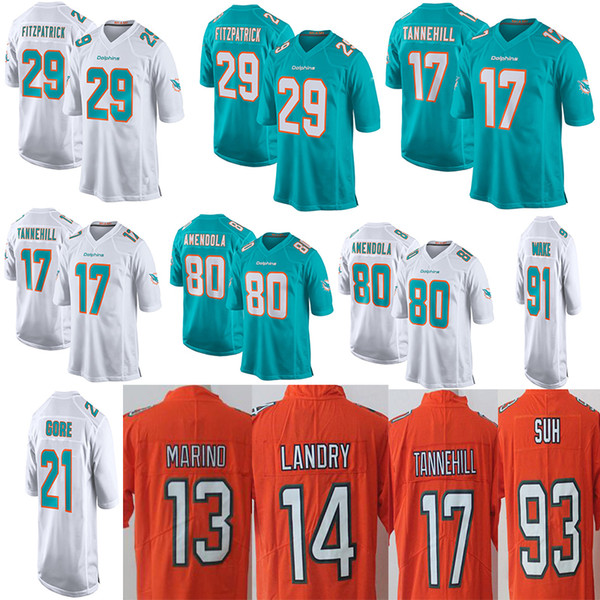 Dolphins 29 Minkah Fitzpatrick Jersey 13 Dan Marino 80 Danny Amendola 17 Ryan Tannehill 91 Cameron Wake 21 Frank Gore 6 Jay Cutler