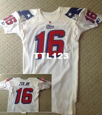 Men Scott Zolak #16 Team Issued 1990 White College Jersey size s-XXXL or custom any name or number jersey