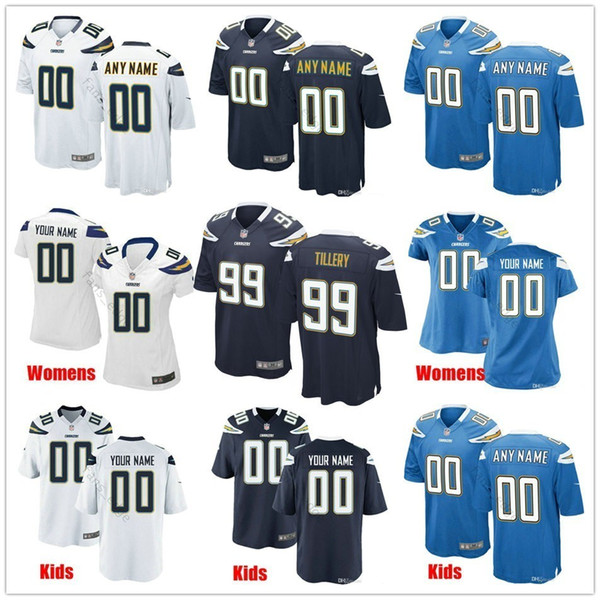 Custom Los Angeles 99 Jerry Tillery Nasir Adderley Trey Pipkins Drue Tranquill 21 Tomlinson Men Women Kids Youth Chargers Stitched Jerseys