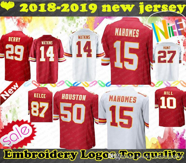 Kansas City Patrick 15 Mahomes Jersey Chief 87 Kelce 10 Hill 29 Berry 14 Watkins 11 Smith 72 Fisher 50 Houston Mens Jerseys