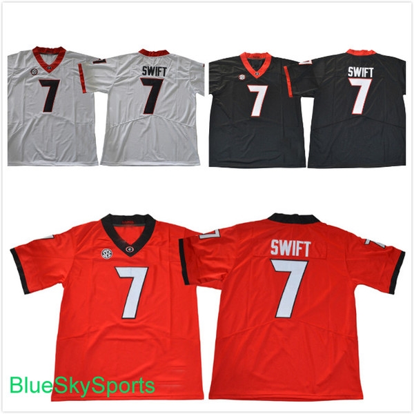 2017 New Style Georgia Bulldogs 7 D'Andre Swift College Football Jerseys White Black Red Stitched S-3XL