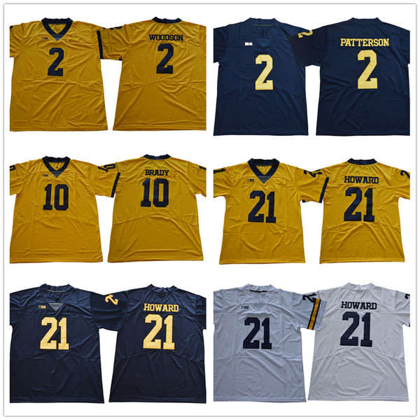 2018 2019 Michigan Wolverines Jersey Vapor Untouchable 2 Charles Woodson Shea Patterson 10 Tom Brady 21 Desmond Howard White Yellow Navy