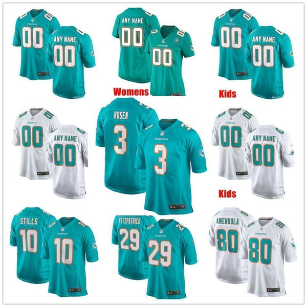 Custom Miami Fitzpatrick 3 Josh Rosen 42 Christian Wilkins Michael Deiter Andrew Van Ginkel Men Women Kids Youth Dolphins Stitched Jerseys