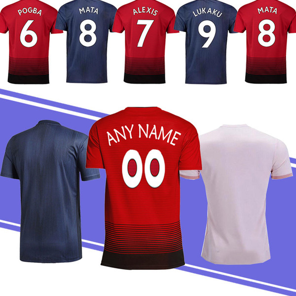 18/19 United Thailand Soccer Jersey 6 POGBA 9 LUKAKU 7 ALEXIS 18 19 Embroidery Logo soccer jersey Cheap and Fine